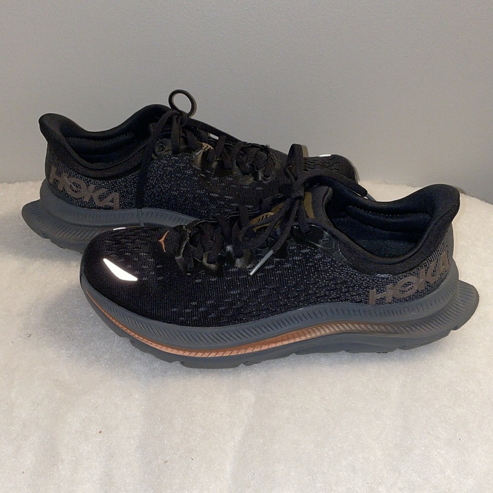 Hoka Women's Black Sneakers with Copper Accent - Cushioned Running Shoe